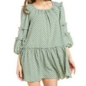 Max Studio Green Patterned Long Sleeve Dress